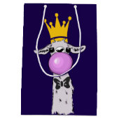Funny Llama Illustratie die een roze bubbeltje bla Medium Cadeauzakje (Achterkant)