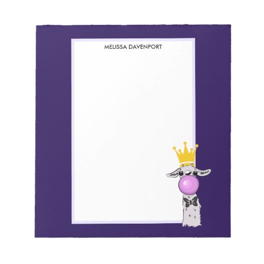 Funny Llama Illustratie die een roze bubbeltje bla Notitieblok (Voorkant)