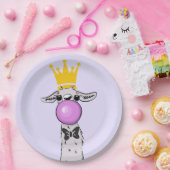 Funny Llama Illustratie die een roze bubbeltje bla Papieren Bordje (Feest)