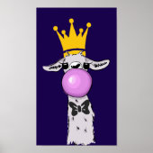 Funny Llama Illustratie die een roze bubbeltje bla Poster (Voorkant)