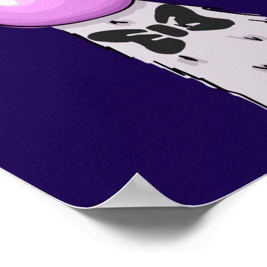 Funny Llama Illustratie die een roze bubbeltje bla Poster (Hoek)