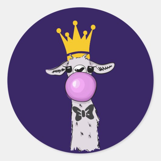 Funny Llama Illustratie die een roze bubbeltje bla Ronde Sticker (Voorkant)