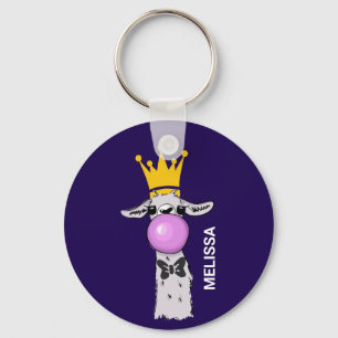 Funny Llama Illustratie die een roze bubbeltje bla Sleutelhanger