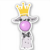 Funny Llama Illustratie die een roze bubbeltje bla Sticker (Voorkant)
