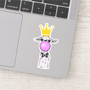 Funny Llama Illustratie die een roze bubbeltje bla Sticker