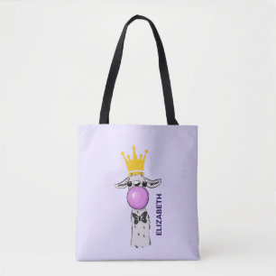 Funny Llama Illustratie die een roze bubbeltje bla Tote Bag