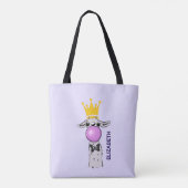 Funny Llama Illustratie die een roze bubbeltje bla Tote Bag (Achterkant)