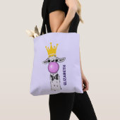 Funny Llama Illustratie die een roze bubbeltje bla Tote Bag (Dichtbij)