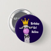 Funny Llama Illustration Birthday Girl Ronde Button 5,7 Cm (Voorkant /achterkant)