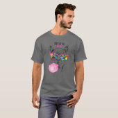 Funny llama in een regenboogbril, roze bubbelglas t-shirt (Voorkant volledig)
