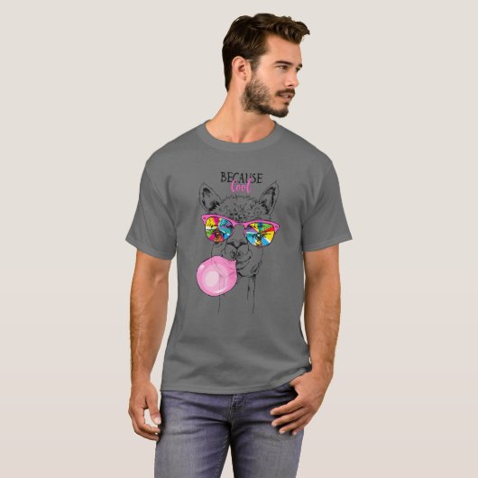 Funny llama in een regenboogbril, roze bubbelglas t-shirt (Voorkant volledig)