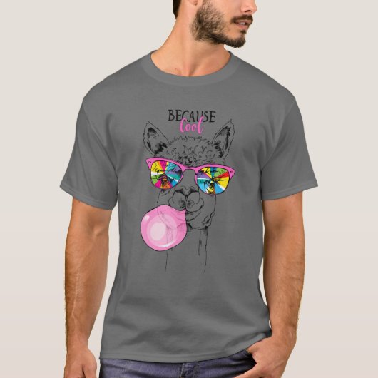 Funny llama in een regenboogbril, roze bubbelglas t-shirt (Voorkant)