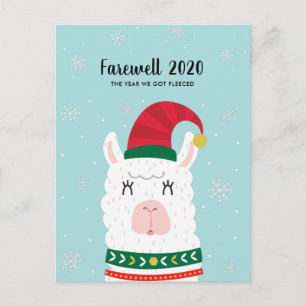 Funny Llama, jaar dat we gevlucht waren met kerst  Briefkaart