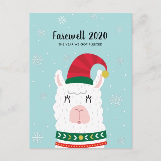 Funny Llama, jaar dat we gevlucht waren met kerst  Briefkaart (Voorkant)