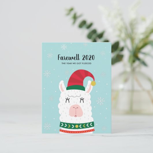 Funny Llama, jaar dat we gevlucht waren met kerst Briefkaart (Staand voorkant)