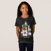 Funny Llama-kerstboom Alpaca Xmas Lights Holi T-shirt (Voorkant volledig)