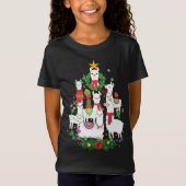 Funny Llama-kerstboom Alpaca Xmas Lights Holi T-shirt (Voorkant)