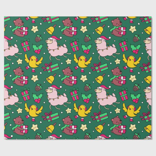 Funny Llama Kerstmis Cadeaupapier (Vlak)