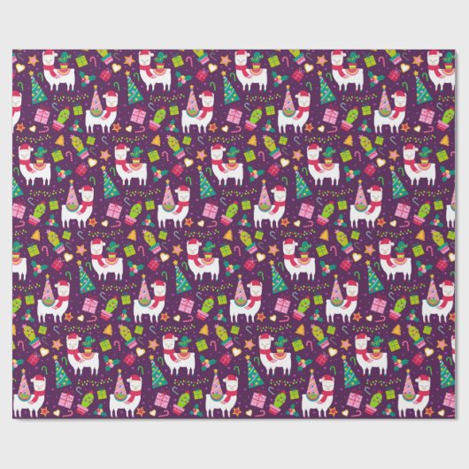 Funny Llama Kerstmis Cadeaupapier (Vlak)