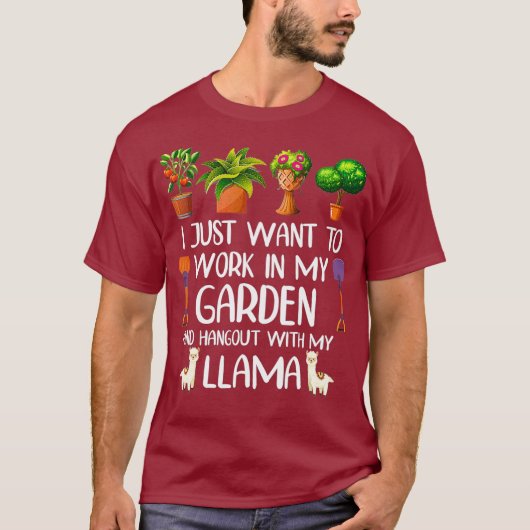 Funny Llama Lover Tuinieren voor Tuinier Mannen T-shirt (Voorkant)