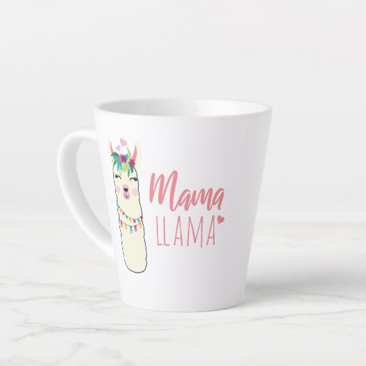 Funny Llama MAMA Cute Moederdag Birthday Gift Latte Mok (Linkerhoek)