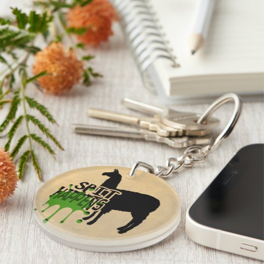 Funny Llama Meme Spit gebeurt Sleutelhanger (Voorkant Rechts)