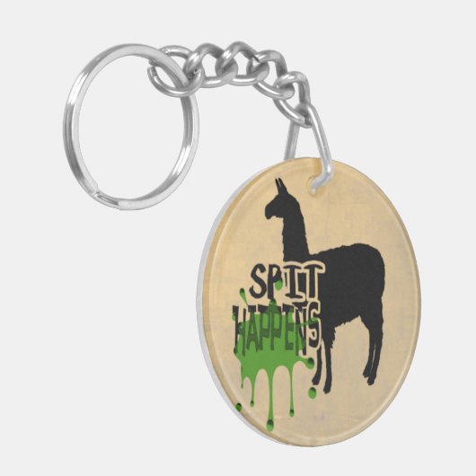 Funny Llama Meme Spit gebeurt Sleutelhanger (Voorkant Links)