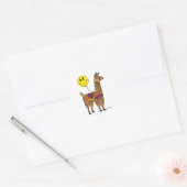 Funny Llama met Smiley Face Balloon Cartoon Ronde Sticker (Envelop)