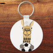 Funny Llama met Voetbal Art Sleutelhanger (Voorkant)