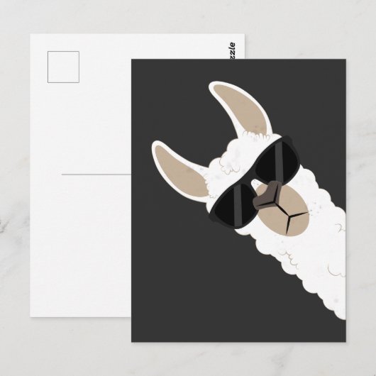 Funny Llama met zonnebrillen met een coole alfaba Briefkaart (Voorkant / Achterkant)