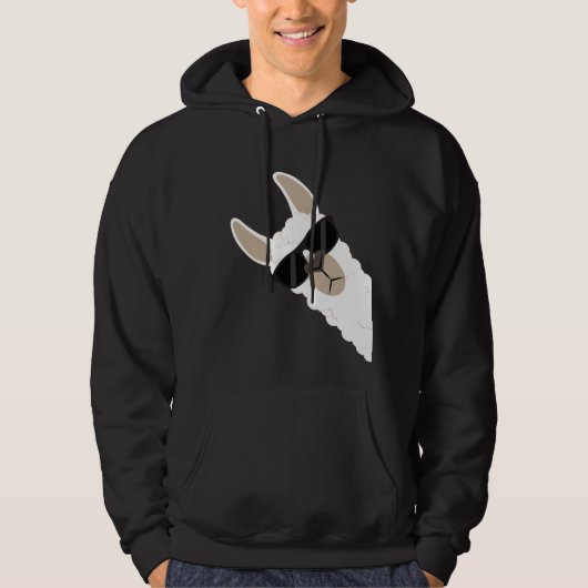 Funny Llama met zonnebrillen met een coole alfaba Hoodie (Voorkant)