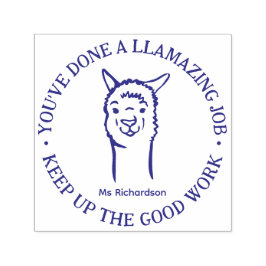 Funny Llama Pun Amazing Job Teacher Piedere Zelfinktende Stempel