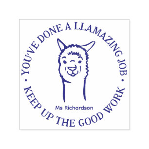 Funny Llama Pun Amazing Job Teacher Piedere Zelfinktende Stempel