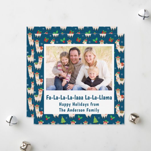 Funny Llama Pun Foto Feestdagenkaart (Voorkant / Achterkant in situ)