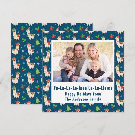 Funny Llama Pun Foto Feestdagenkaart (Voorkant / Achterkant)