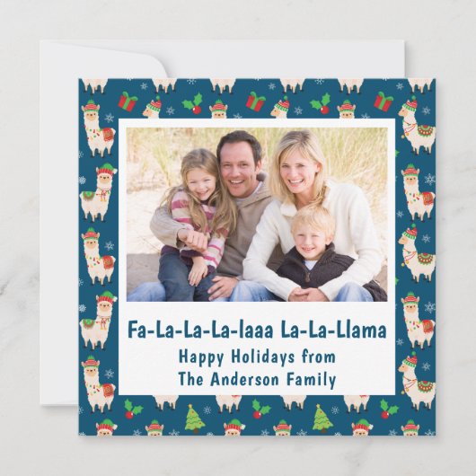 Funny Llama Pun Foto Feestdagenkaart (Voorkant)