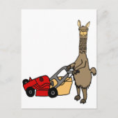 Funny Llama Pushing Lawn Mower Cartoon Briefkaart (Voorkant)