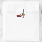 Funny Llama Pushing Lawn Mower Cartoon Ronde Sticker (Tas)