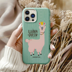 Funny Llama Queen Illustration iPhone 16 Pro Hoesje