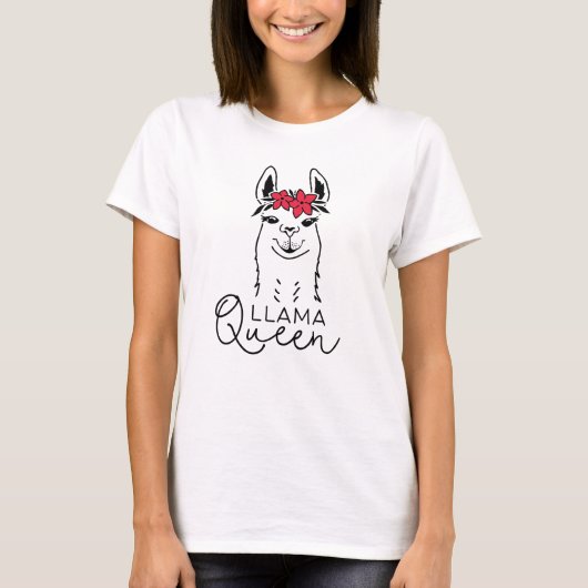 Funny llama Queen T-Shirt for Girls (Voorkant)
