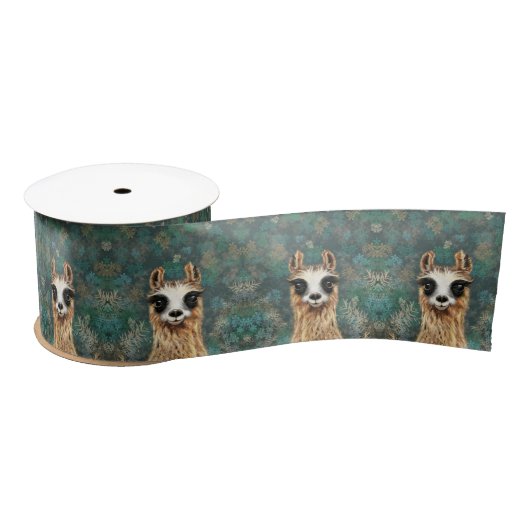 Funny Llama Ribbon Satijnen Lint (Spoel)