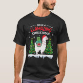Funny Llama Santa Hat met Kerstmis Pajamas Alpaca T-shirt (Voorkant)