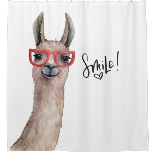 Funny Llama Smile Inspirerend Douchegordijn (Voorkant)