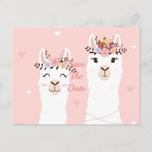 Funny Llama sparen de datum Briefkaart (Voorkant)