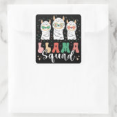 Funny Llama Squad Sunbril Cool Llamas Groovy Vierkante Sticker (Tas)