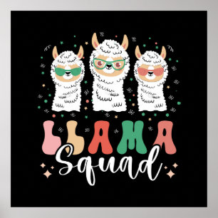 Funny Llama Squad Sunbril Cool Llamas Retro Poster