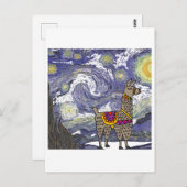 Funny Llama Sterrennacht Art Briefkaart (Voorkant / Achterkant)