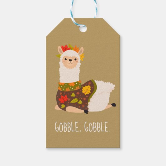 Funny Llama Turkey Thanksgiving Cadeaulabel (Voorkant)