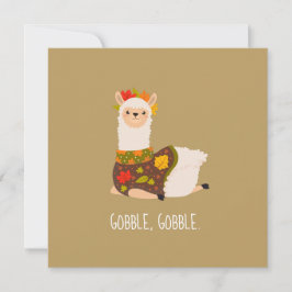 Funny Llama Turkey Thanksgiving Flat Kaart