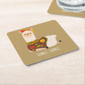 Funny Llama Turkey Thanksgiving Kartonnen Onderzetters (Schuin)